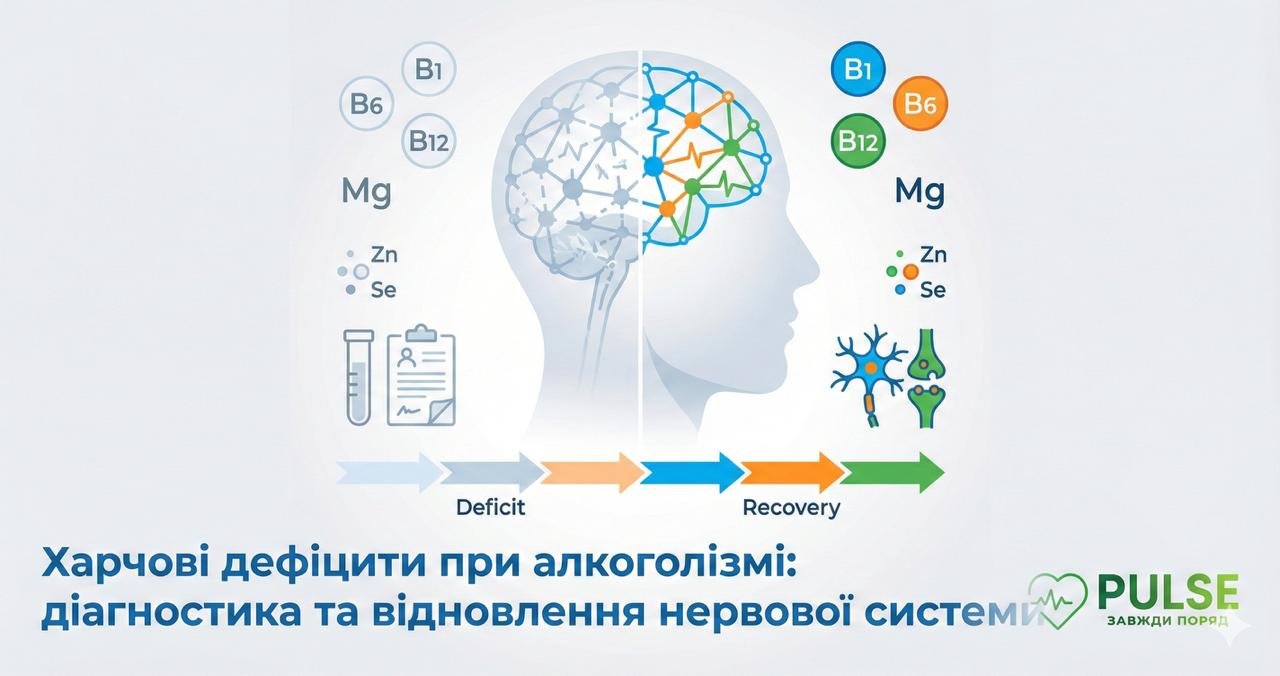 Диагностика и коррекция пищевых дефицитов при алкоголизме: роль витаминов группы B, магния и микроэлементов в восстановлении нервной системы